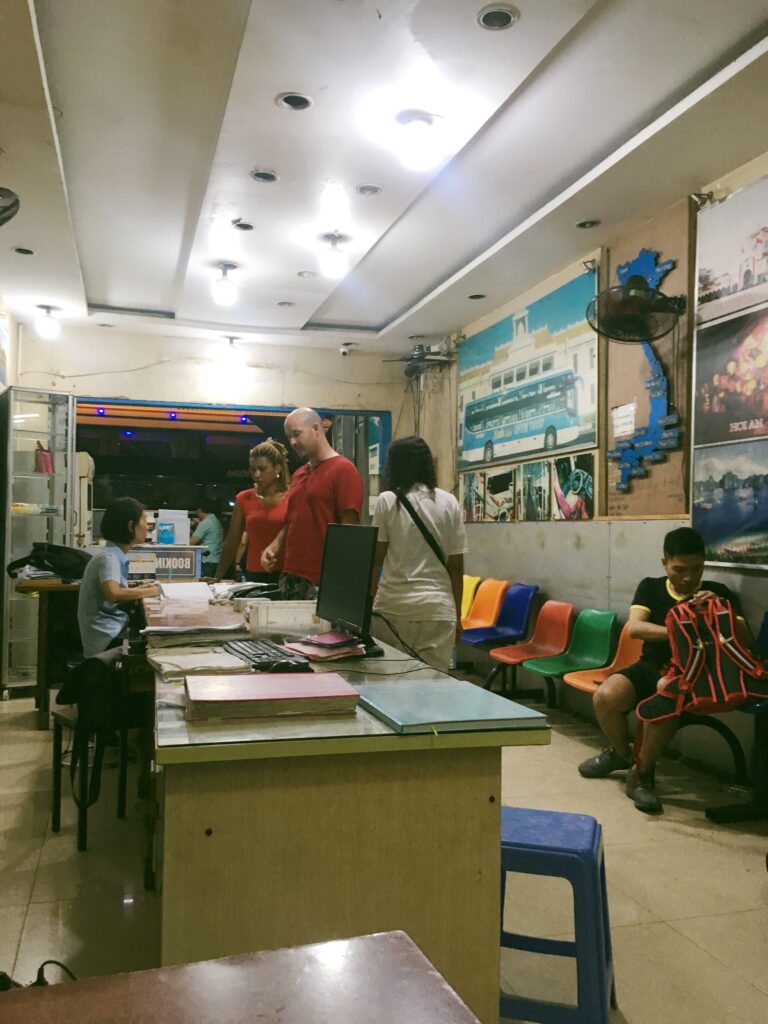 inside transportation waiting room in vietnam